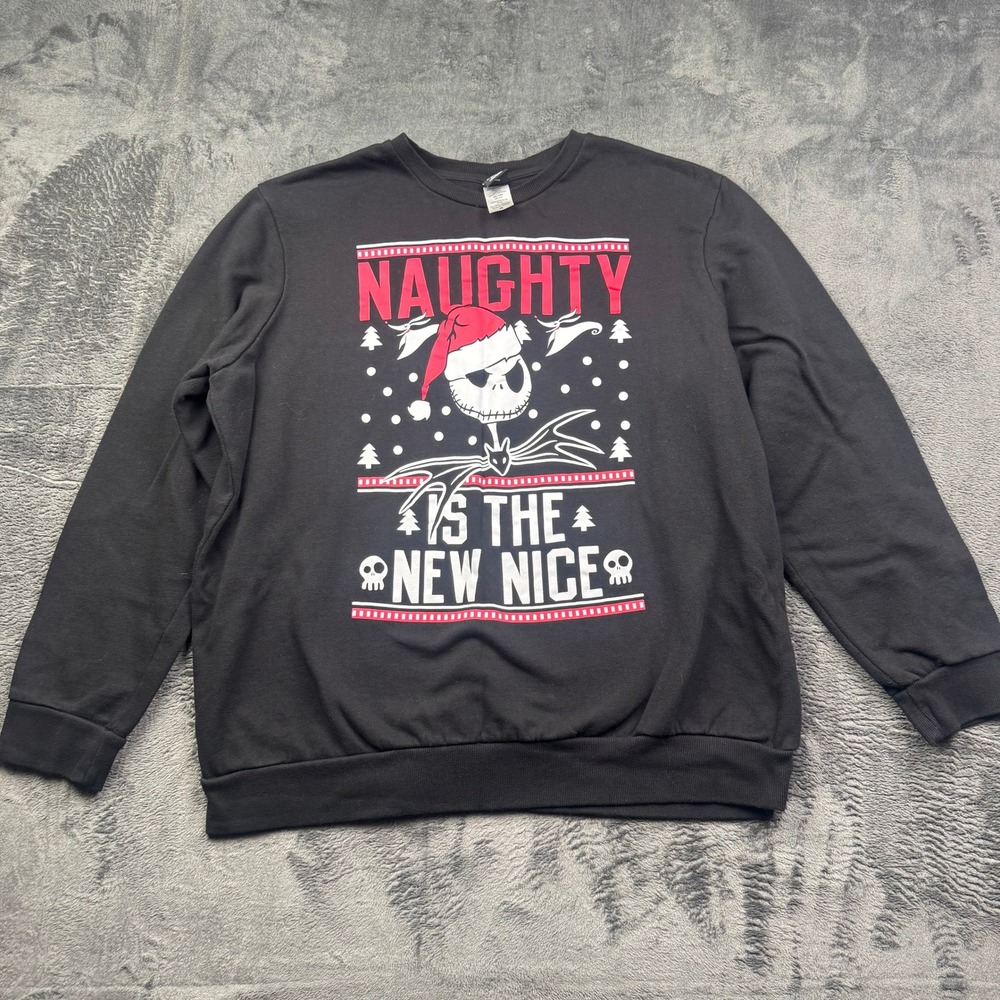 Disney Nightmare Before Christmas Jack Skellington Naughty New Nice Sweater 2XL